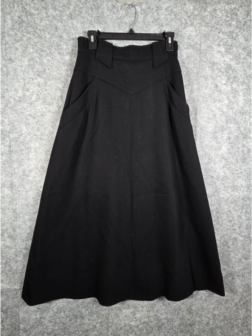 Karl Lagerfeld Black Midi Skirt US 10 High Rise A-Line Quiet Luxury Minimalist - Picture 2 of 9